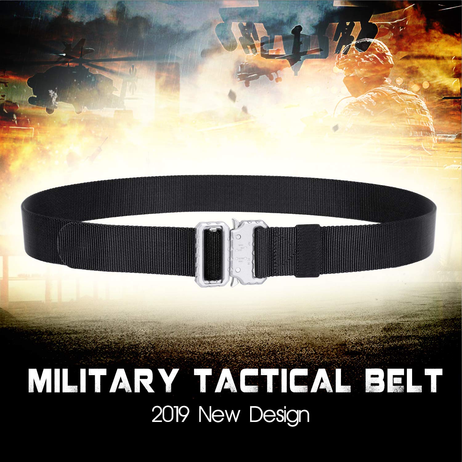 Whippy 2019 Tactical Military Webbing Nylon Belt,Webbing Gun Belt in Quick-Release Metal Buckle