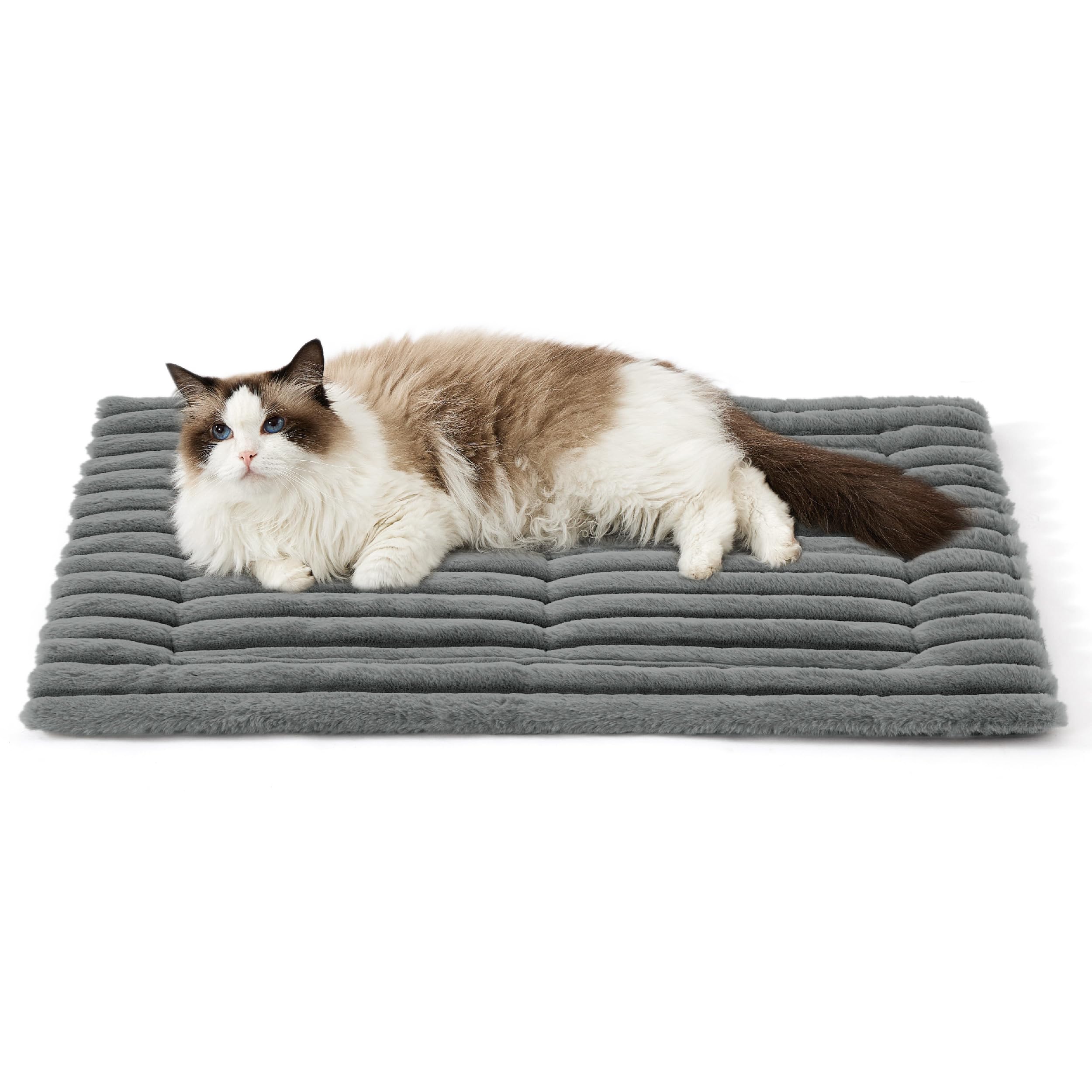 Bedsure Cat Bed Mat - 76x50 cm Washable Fleece Cat Blanket with Non skid Bottom, Meduim Dog Crate Mattress for Puppy, Pet Pad, Cat blankets for indoor, Grey
