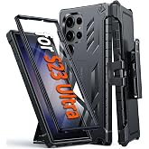FNTCASE for Samsung Galaxy S23 Ultra Case, with Belt Clip, Screen Protector | Rugged Kickstand, 20FT Military-Grade Drop Protection, Heavy Duty Shockproof Holster, Hard Full Protective Phone Cover, Black