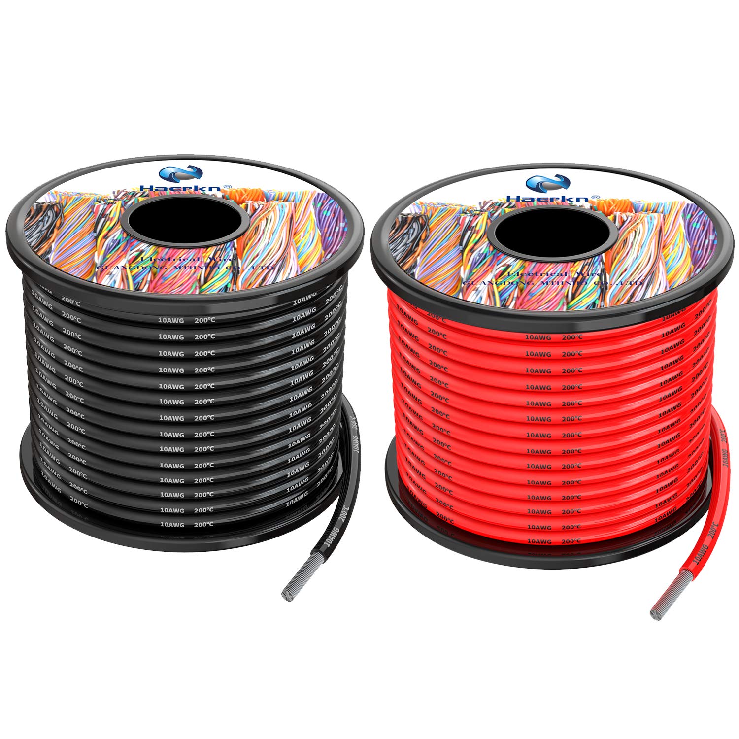 10awg 5.3mm² Silicone Electrical wire Cable 52ft [Black 26ft Red 26ft] Separete wire Hook Up oxygen free Stranded Tinned copper wire High Temperature Resistance Spool