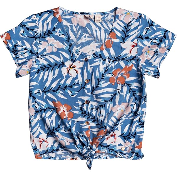 Roxy Kinder Tanktop – Viskose, Blau Mit Blumenprint, Größe 2