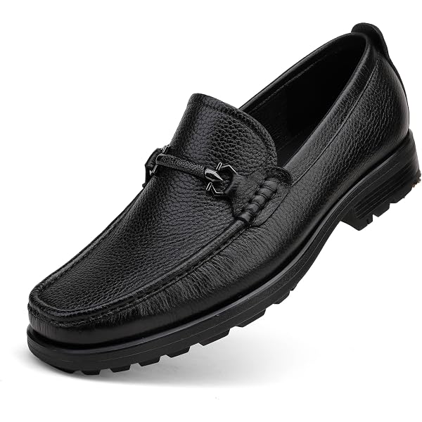 Black all leather ostrich print slip on. Top quality handmade moccasin. Amazon.com | GOLDEN COXES FAMILY Premium Mens Dress Shoes  main image 4