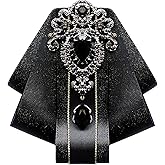 ZGGAZCA Fashion Bow Ties for Men,Wedding Huge Black Silk Bowtie with Rhinestone Brooch Sparkle Decorations Western Suit Accessories Unique Large Cravat Brooches for Men’s Banquet Dress