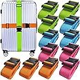 Ikaufen 12 Pack Luggage Straps Suitcase Belts Straps Wide Adjustable Packing Straps Travel Belts Accessories for Business Traveling Packing (Multicolor)