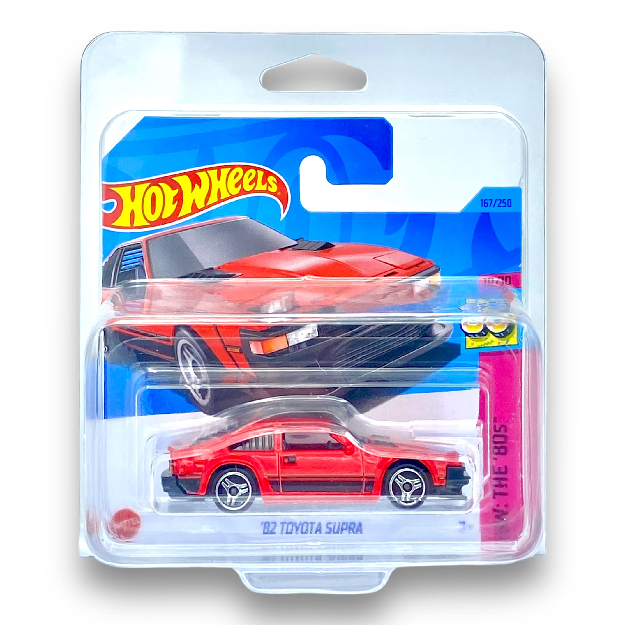 Hot Wheels '82 Toyota Supra (Red) 10/10 HW: The '80s - 2023-167/250(Short Card) - COMES IN A KLAS CAR KEEPER PROTECTIVE COLLECTORS CASE - HKG87