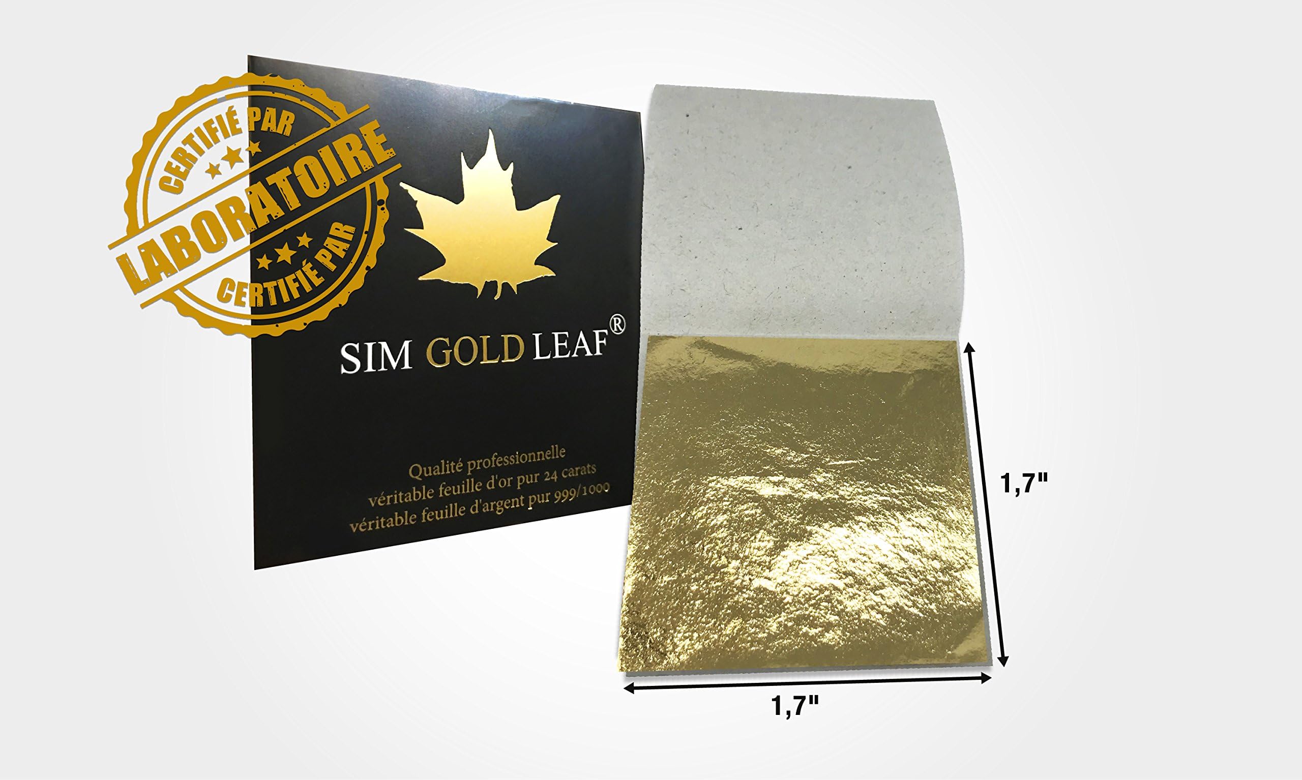 44 mm x 44 mm pur 24 carats Gold Leaf 10 Sheets Edible Food