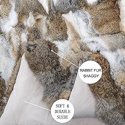 Real Rabbit Fur Throw Blanket Rug Luxury Patchwork