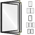 Goodsmart Restaurant Menu Covers – 25 Pack Black 6-View Booklet 8.5" x 14", Side-Loading Vinyl & Plastic Menu Holders, Clear Menu Sleeves, Leather-Style Café Covers with Gold Corners