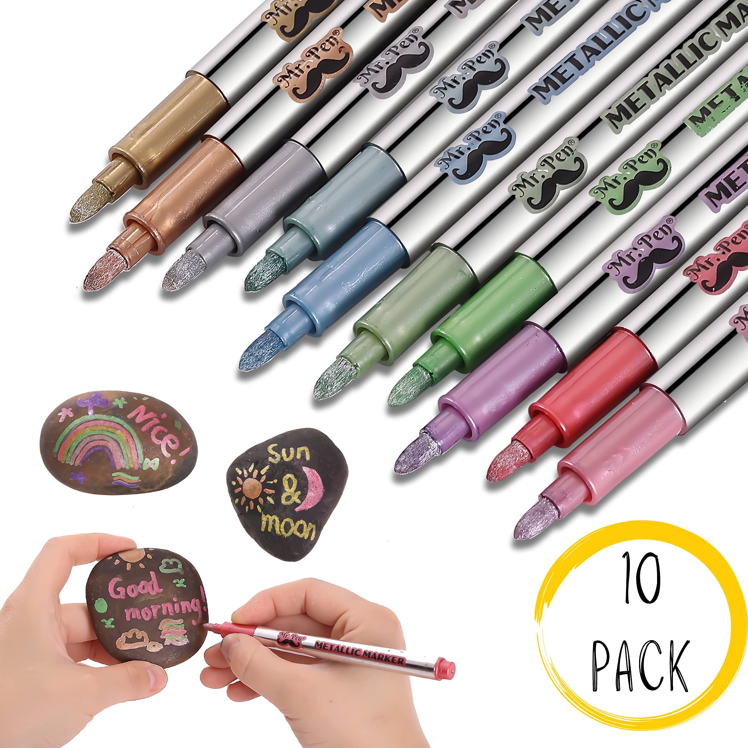 Mr. Pen- Metallic Paint Markers, 10 Colors, Metallic Markers for Black Paper Pens to Write on Black Paper