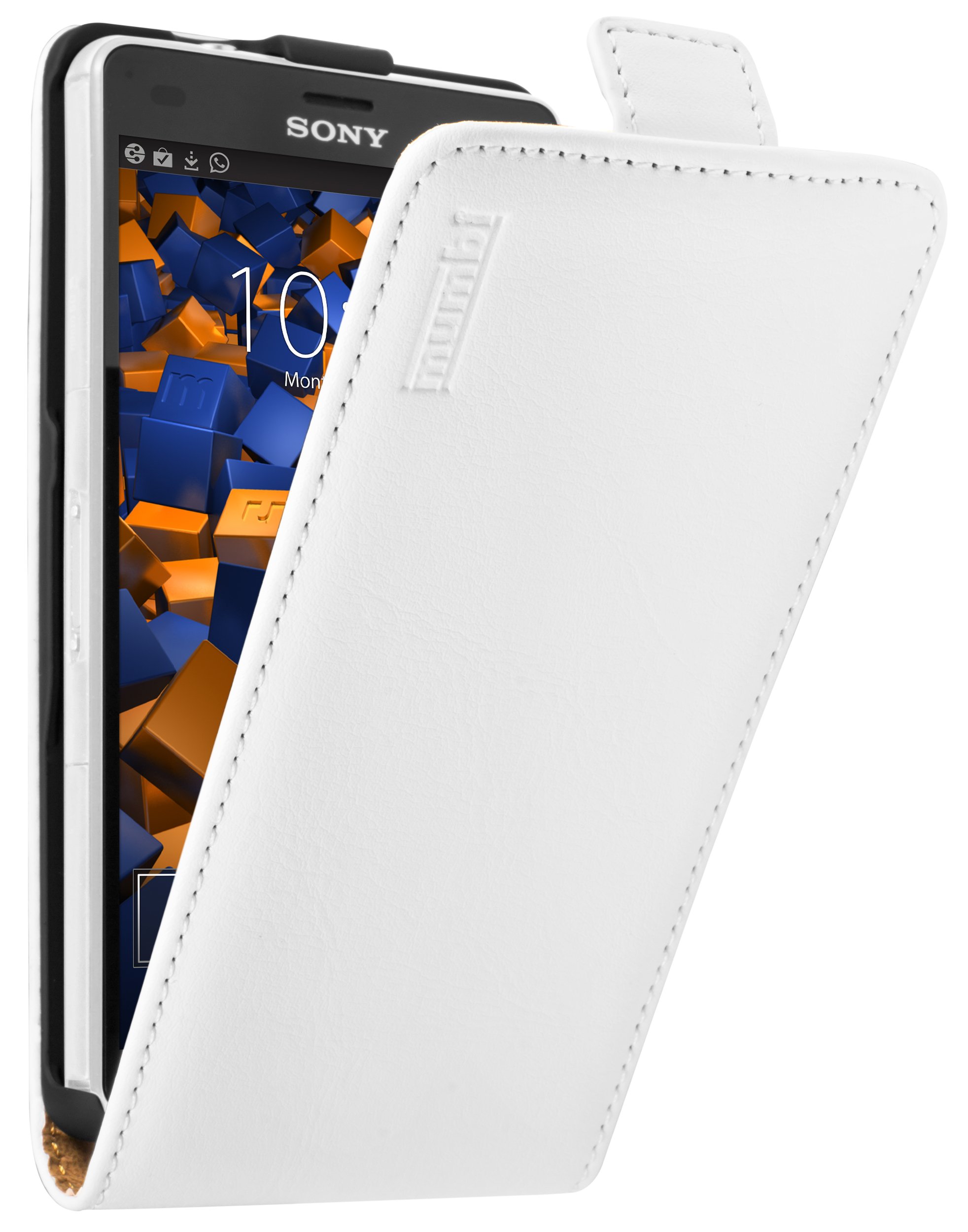 mumbi Premium Flip Case Leather for Sony Xperia Z3 Compact White