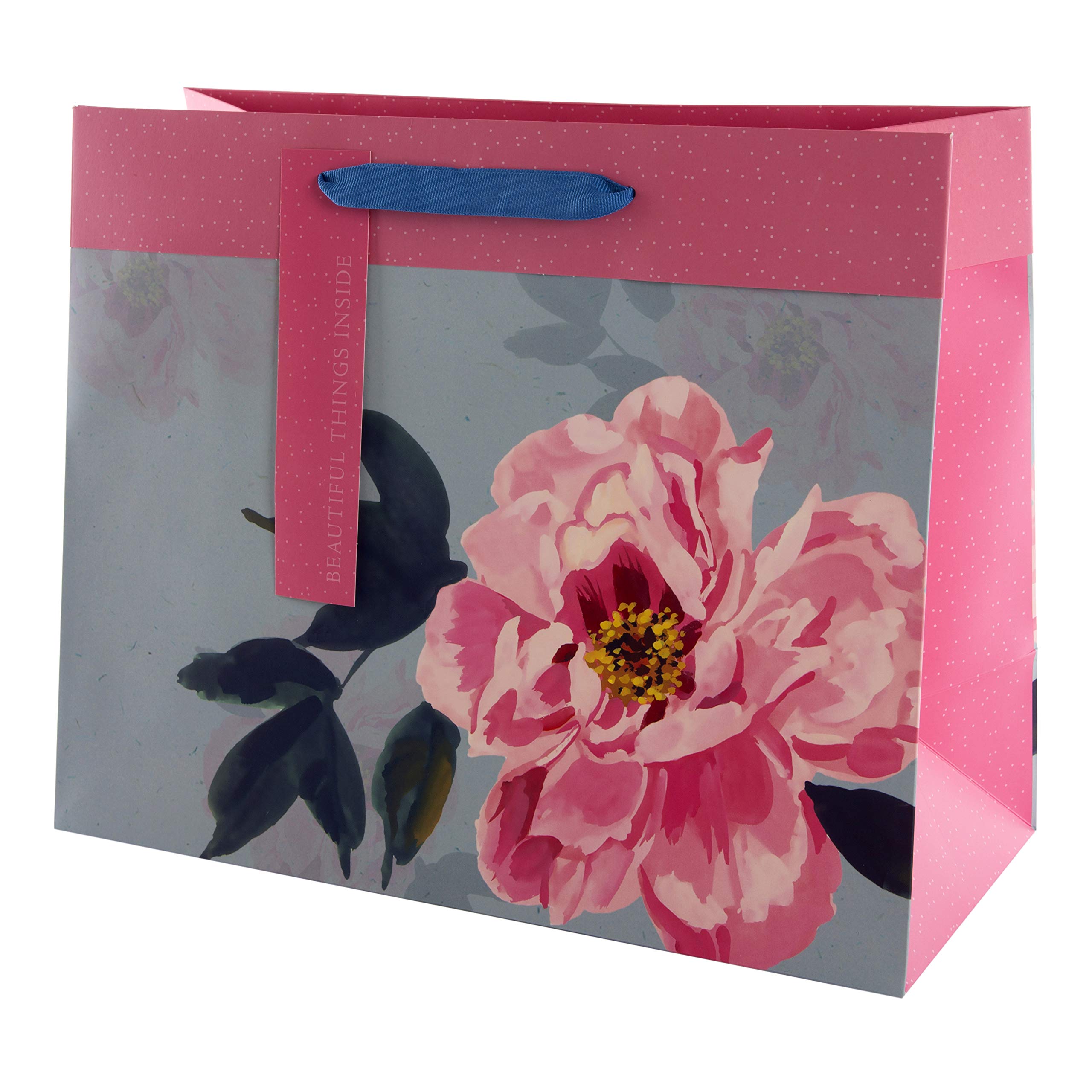 Hallmark Multi-Occasion Gift Bag - Elegant Pink and Blue Floral Design