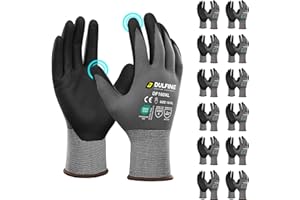 DULFINE Safety Work Gloves MicroFoam Nitrile Coated-12 Pairs Pack,Seamless Knit Nylon Glove with Black Micro-Foam Nitrile Grip,Ideal for General Purpose,Automotive,Home Improvement,Painting(Large)