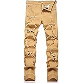 RXXKKK Men's Slim Fit Washed Flex Ripped Pant