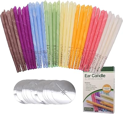 JINBOSHI Ear Candles 32pcs Beeswax with 16 Protective Disks Kit