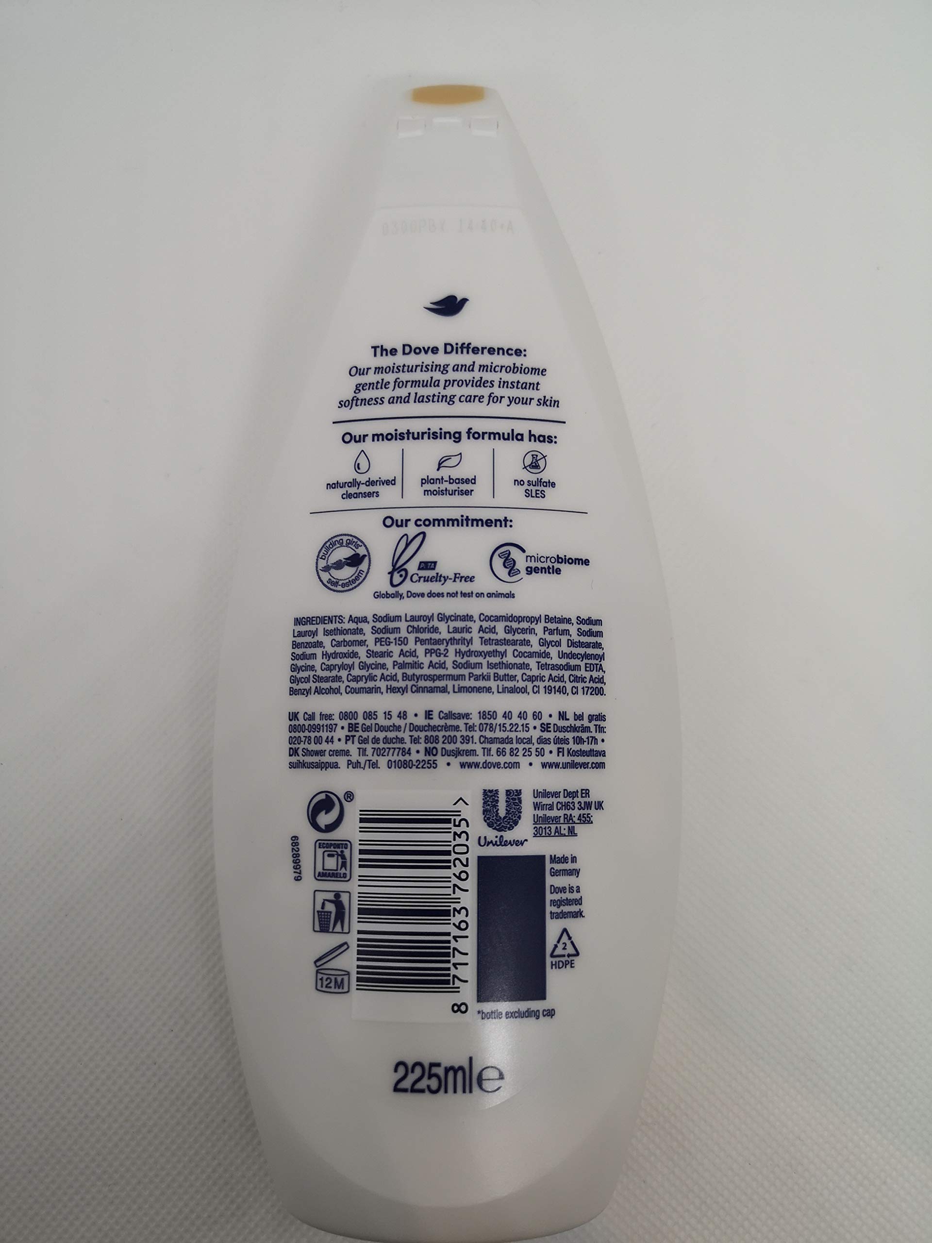 Dove Shea Butter & Vanilla Body Wash 225ml (Pack of 3)