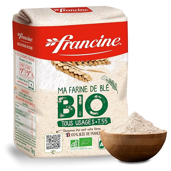 FRANCINE FARINE DE BLE BIO – FRENCH ALL PURPOSE ORGANIC WHEAT FLOUR – 2.2 LBS