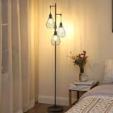 EDISHINE Industrial Floor Lamp Dimmable Wire Cage 3 LED Bulbs Included view 5