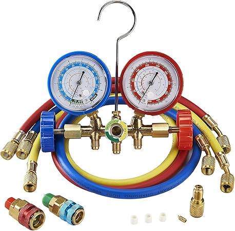 Amazon Com Orion Motor Tech 3ft Ac Diagnostic Manifold Freon Gauge Set For R134a R12 R22 R502 Refrigerants With Couplers And Acme Adapter Automotive
