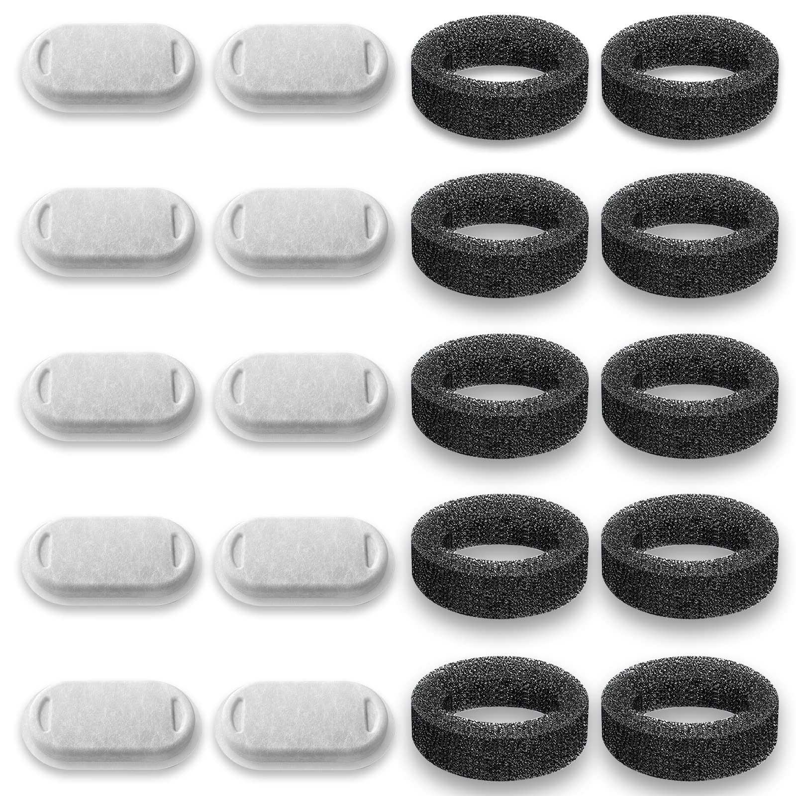 SAMANIJA 10-Pack Filters , Compatible with Tomxcute 108oz/3.2L pet Fountain and Compatible with GIOTOHUN 64oz/2L cat water Fountain with Sponges