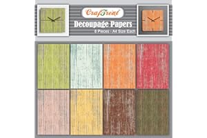 CrafTreat Decoupage Paper Wood - Wood Background I and II - Size: A4 (8.3 x 11.7 Inch) 8 Pcs - Decoupage Paper for Crafts, Wood, Furniture and Scrapbooking