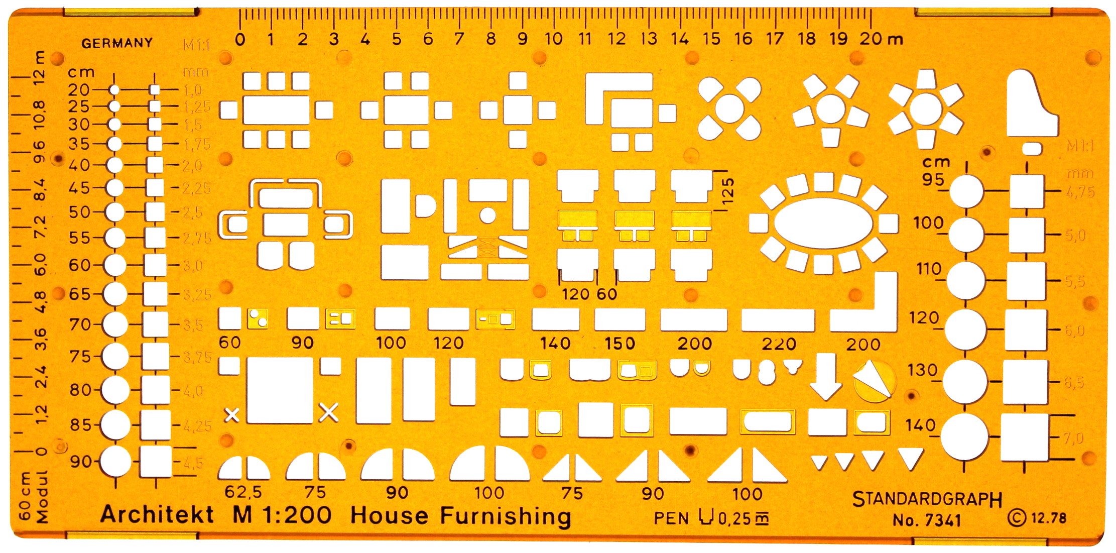 Architect Stencil 1:200 - Architectural Template - Furniture Stencil Template for Interior Design - Technical Drawing Stencil - Architecture Stencil for Technical Drawing - 1:200 Scale Template