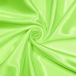 NSGZ Lime Green Satin Fabric by The Yard, 2 Yards