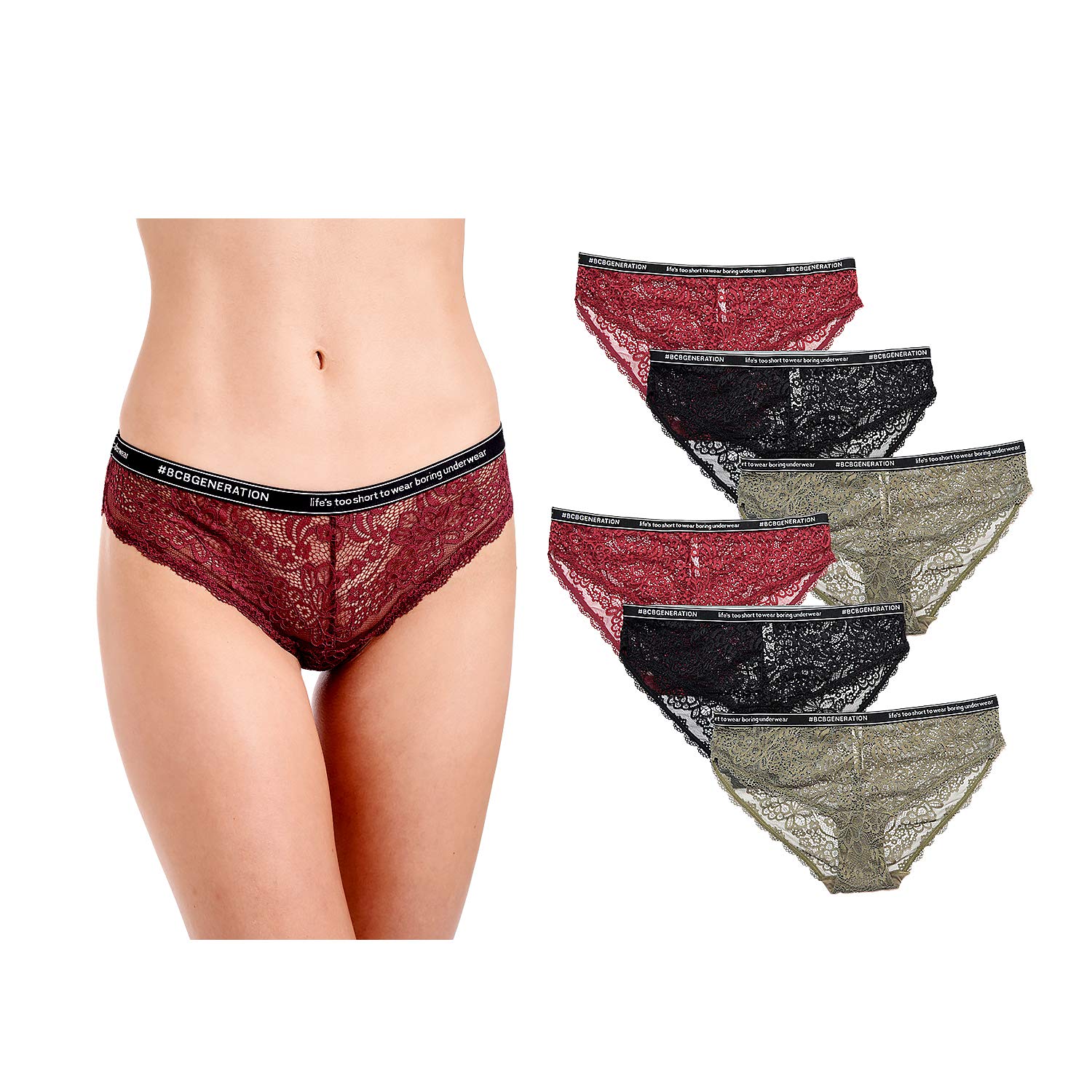 BCBGeneration Women's 6 Pack Lace Cheeky Panties at Amazon Women’s