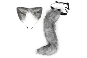 UPWalker Faux Fur Wolf Tail Fox Ears Headband Cosplay Costumes Masquerade Grey