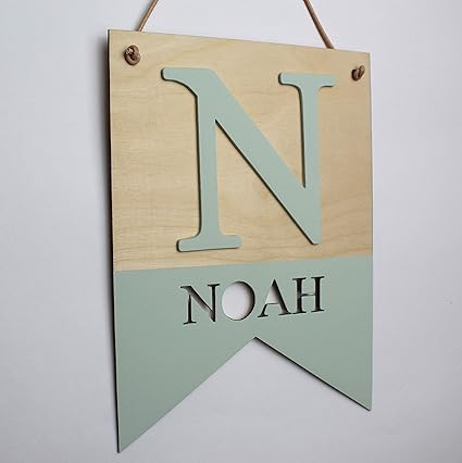 Ellizshop Personalisierte Holz Wimpel Holzschilder Babygeschenk, dekoschild für Babyzimmer, namensschild, ideal Geburtstagsge