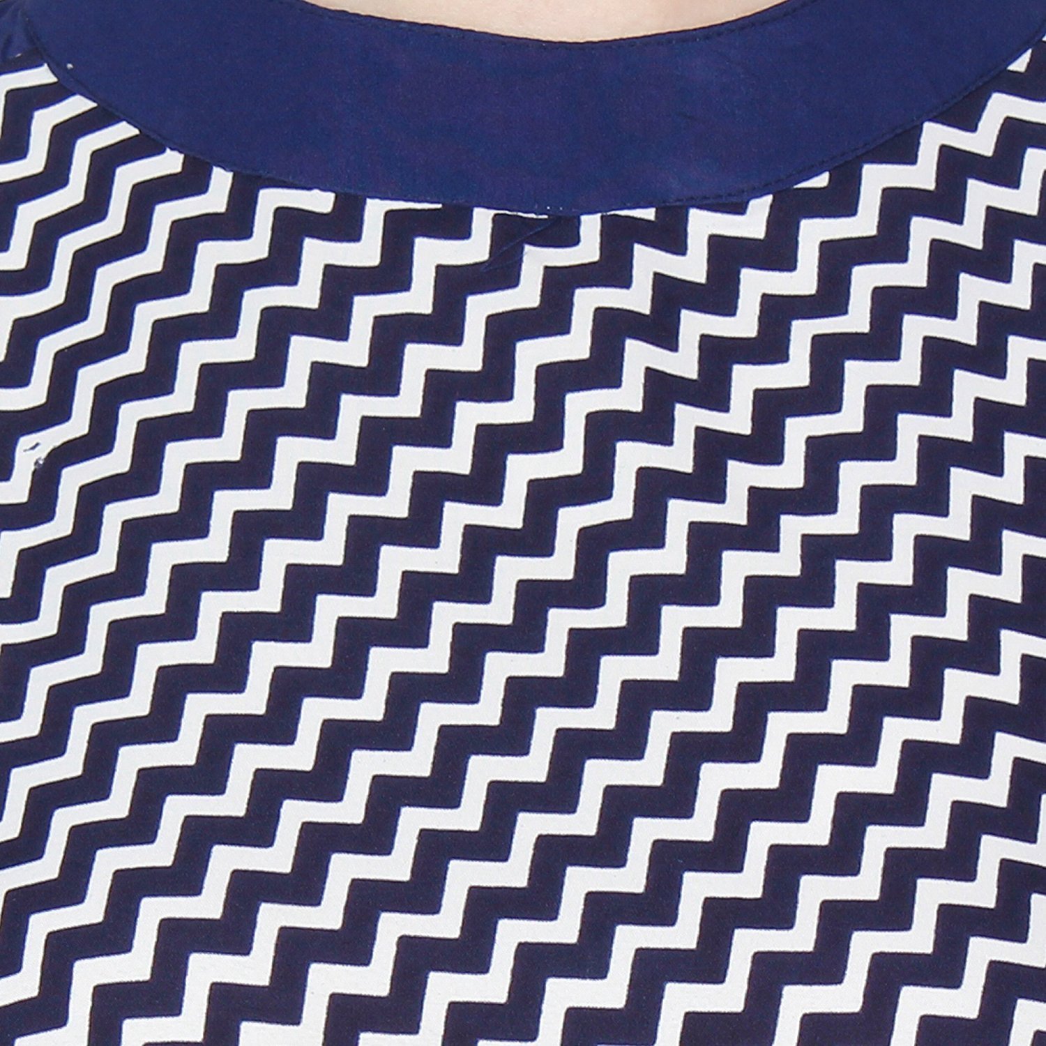 my swag women's white and blue high neck crepe jumpsuit