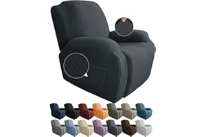 JIVINER Design 4 Piece Recliner Chair Covers Stretch Jacquard Covers for Recliner Chair Slipcovers for Living Room Soft Furni