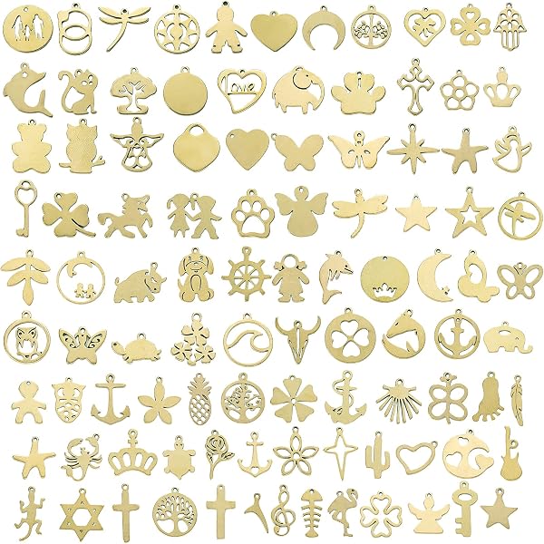 PATIKIL 100 Pack Leaf Pendants - Gold Tone Metal Leaf Charms For Jewelry Making, Bracelets, Necklaces, Keychains