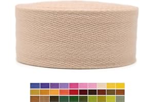 JACOB BICERRI 2" & 1.5" & 1.18'' & 1" Cotton Twill Tape - Herringbone Tape - 10 Yards - 50+ Colors -%100 Natural Cotton Herringbone Bias Binding Cotton Tape Trim for Sewing Wrapping Craft DIY 10195 (BlushPink)…