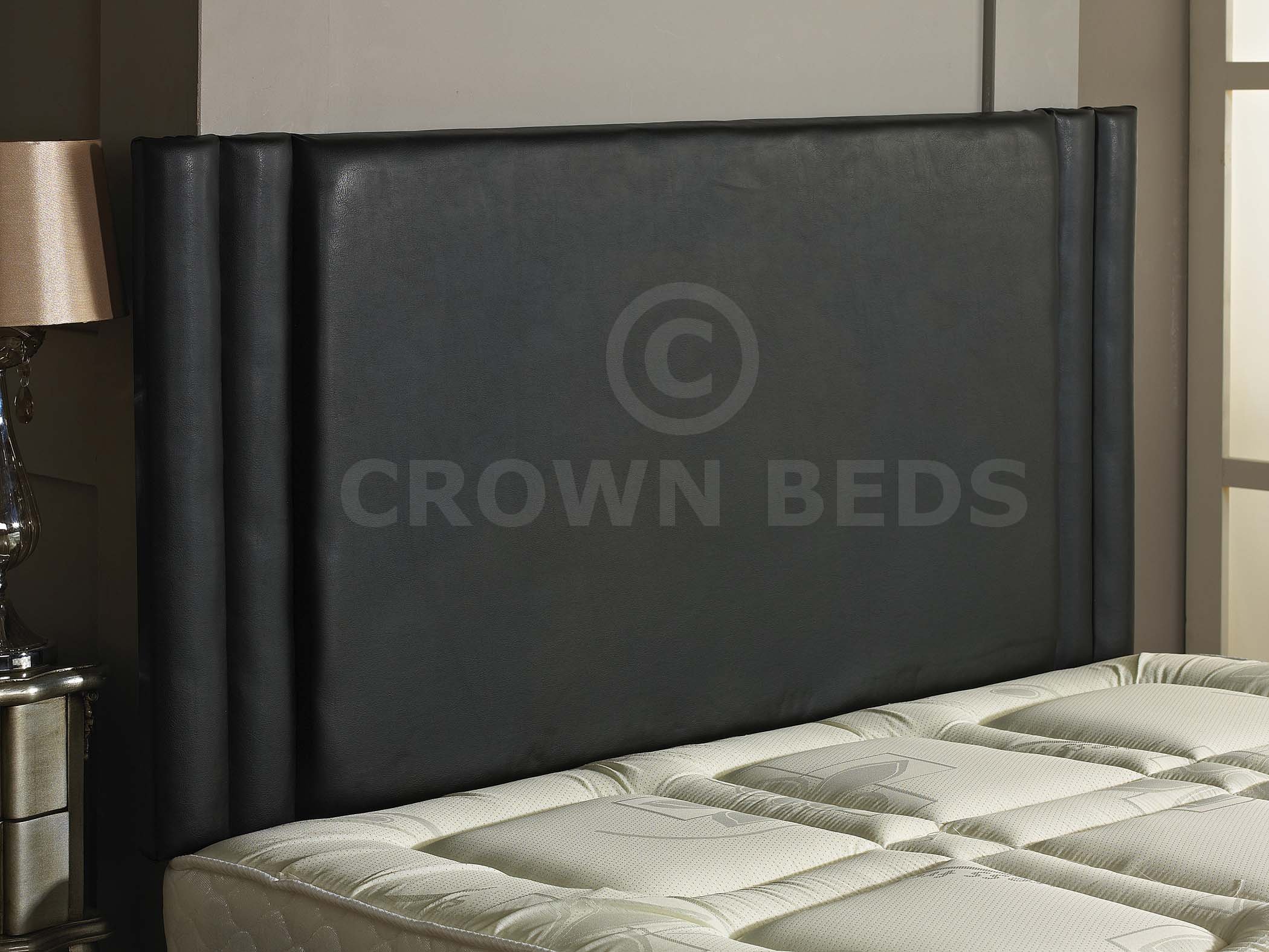 CROWNBEDSUK HILTON FAUX LEATHER HEADBOARD IN 2ft6,3ft,4ft,4ft6,5ft,6ft BLACK, 3FT (SINGLE)