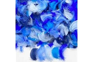 LWINGFLYER 500PCS Small Craft Feathers Blue Assorted Colors Bulk 2-3Inch Soft Goose Feather for Winter Wedding Christmas Birthday Party Decoration Crafting Balloons Ornament Dream Catchers