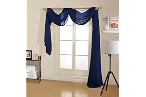 Decotex Premium Quality Sheer Voile Scarf Valance for Home & Event Designs (37" X 216", Navy Blue)