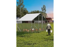 Garvee Large Walk-in Chicken Coop for 6/10 Chickens – 6.6 x 9.8 x 6.6 ft Outdoor Poultry Run with Anti-UV Waterproof Cover, G