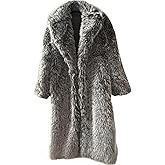 LISHUVICKSIONSTU Women's Shaggy Faux Fur Warm Maxi Overcoat Outwear,Fluffy Winter Parka Long Jackets Coats