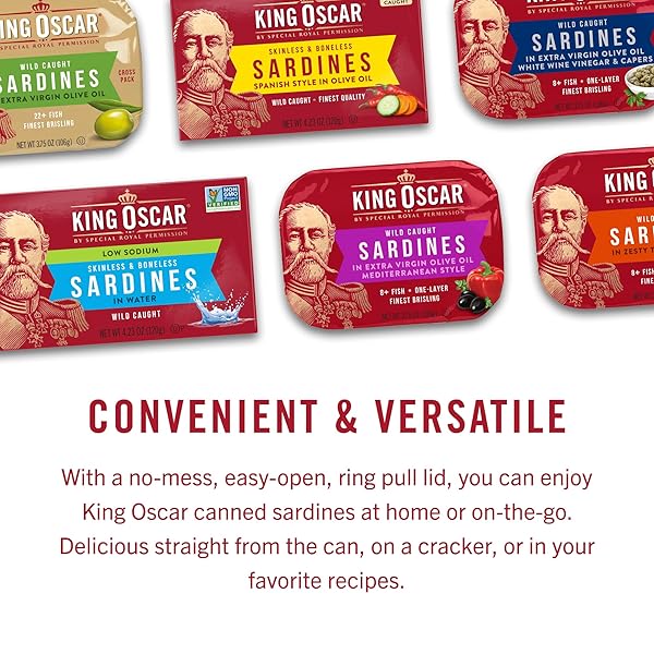 KING OSCAR WILD CAUGHT SARDINES IN EXTRA VIRGIN OLIVE OIL 3.75 OUNCE (PACK OF 4)
