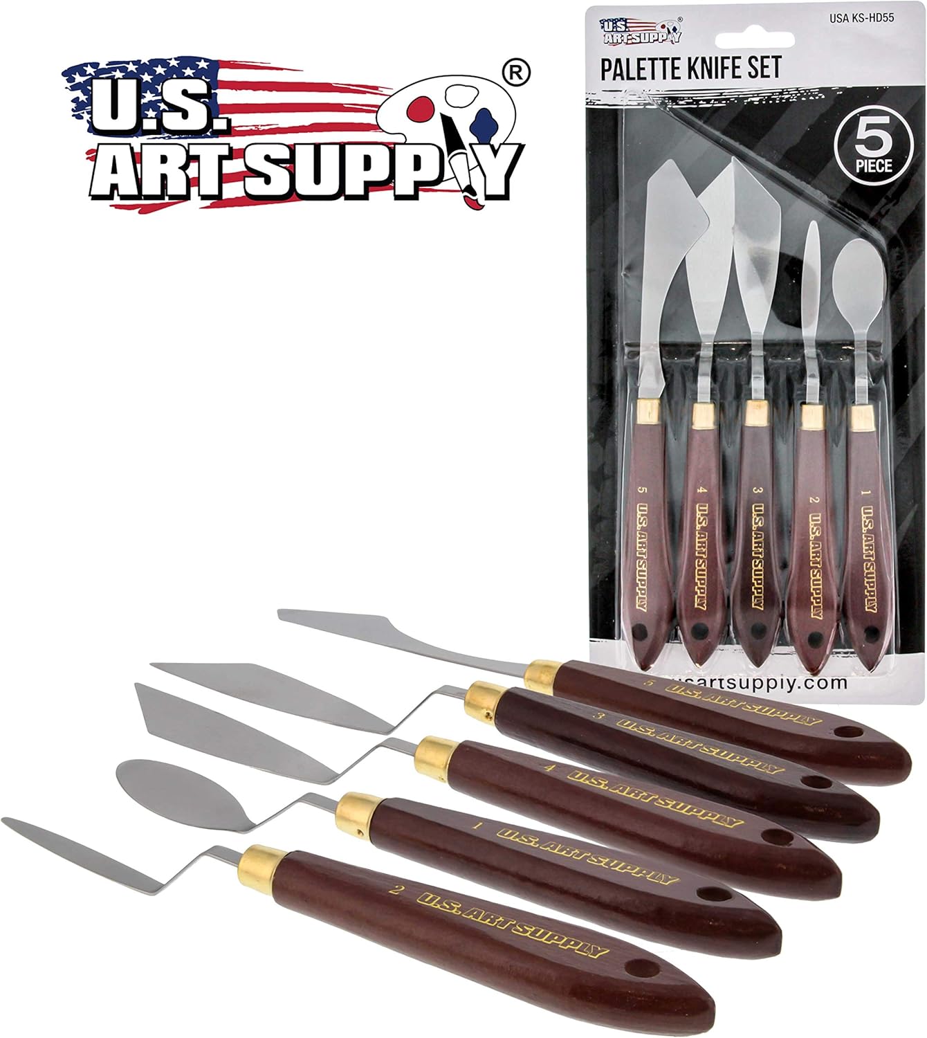 U.S. Art Supply 5 Piece Premium Assorted Metal Palette Knife Set- Great New Shapes for Epoxy and Acrylic Pouring