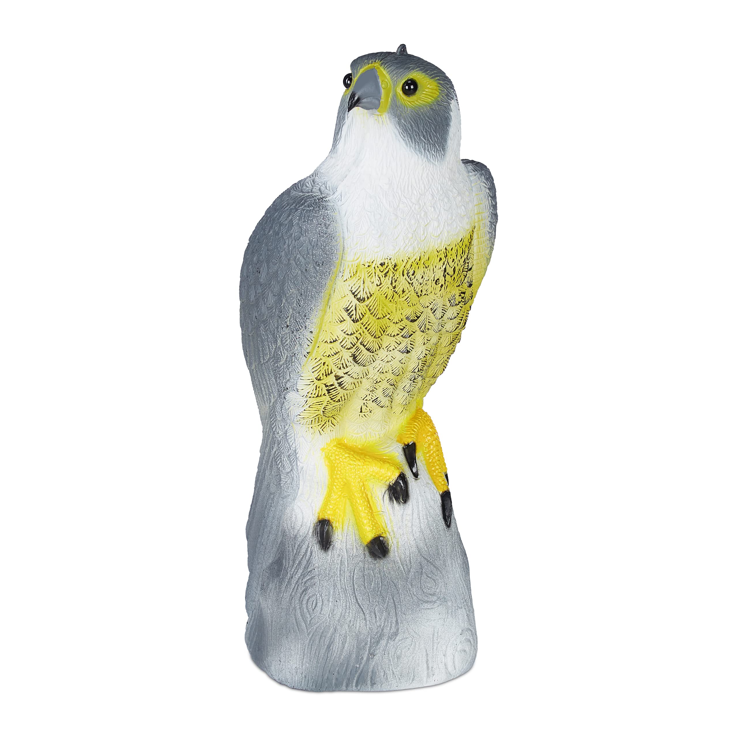 Relaxdays Bird Deterrent, Scarecrow, Falcon, Hang Up in Garden, Plastic Hawk Decoy, Balcony, Pigeon Repellent, Grey