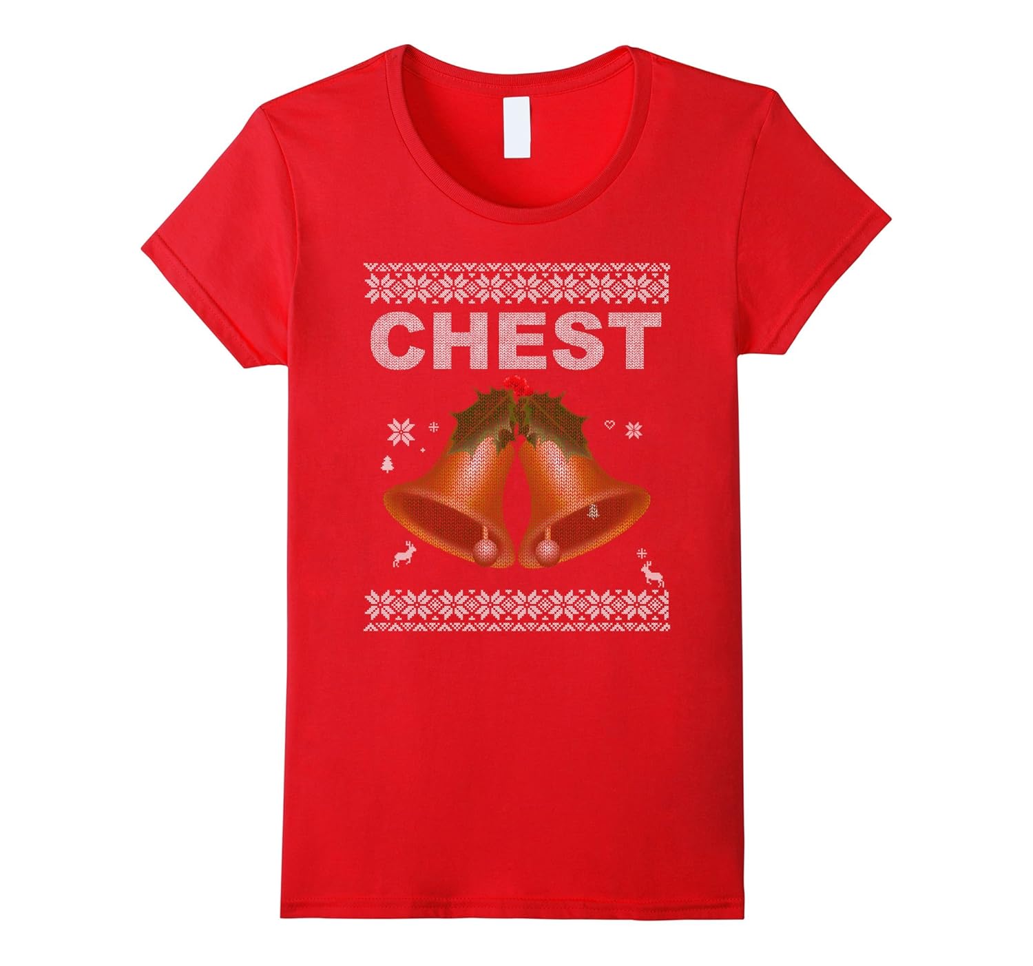 Womens Chest Funny Chestnuts Couples Christmas Ugly Sweater T-shirt-FL
