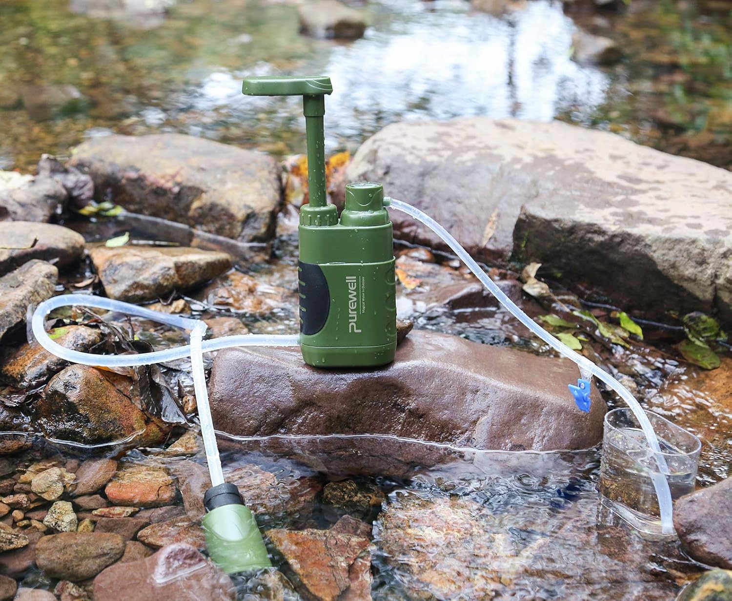 Purewell Water Purifier Pump with Replaceable Carbon 0.01 Micron Water Filter, 4 Filter Stages, Portable Outdoor Emergency and Survival Gear - Camping, Hiking, Backpacking : Sports & Outdoors