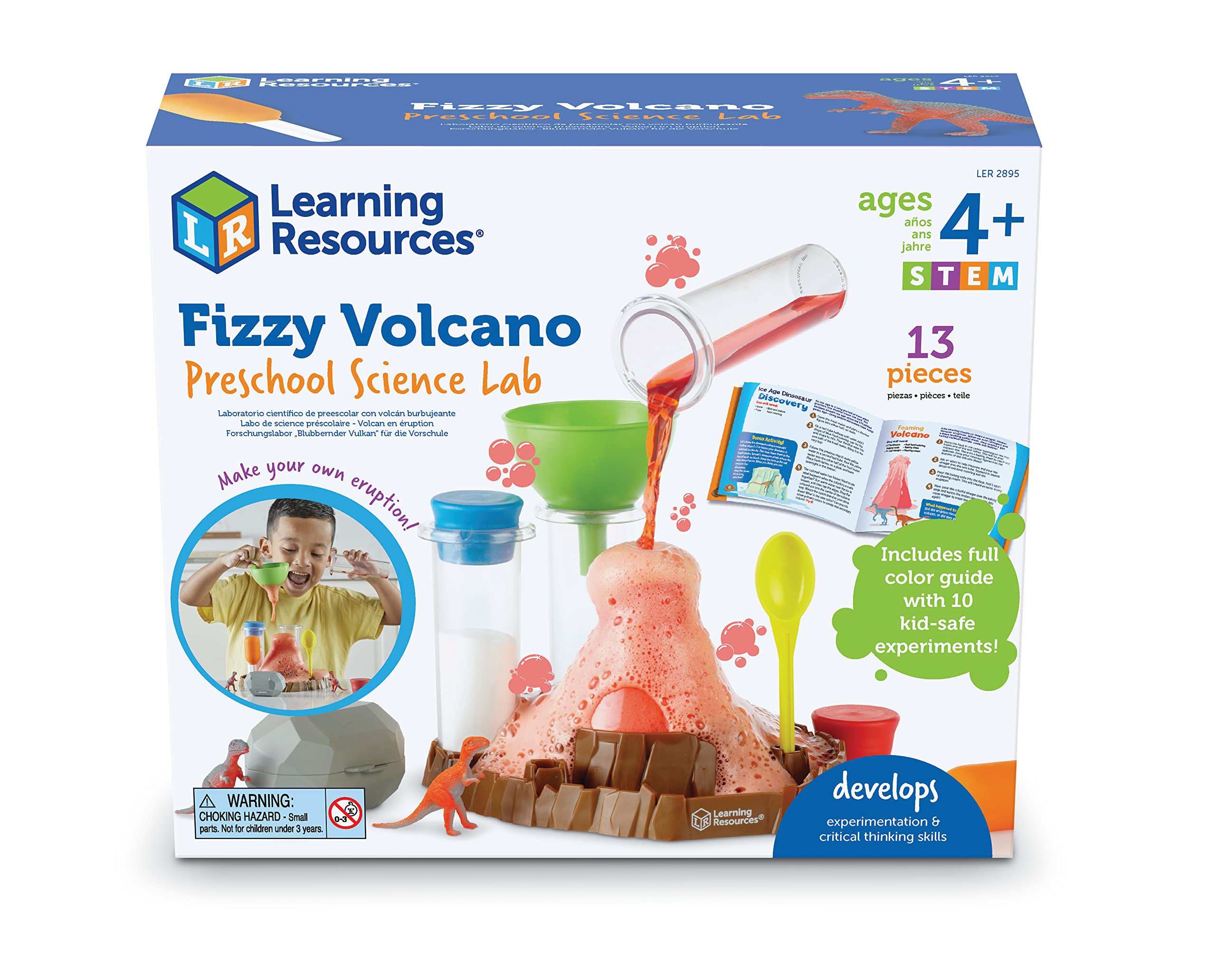 Learning Resources Fizzy Volcano Science Kit - 13 Pieces, Ages 4+, Preschool STEM Toys for Kids, Science Experiments
