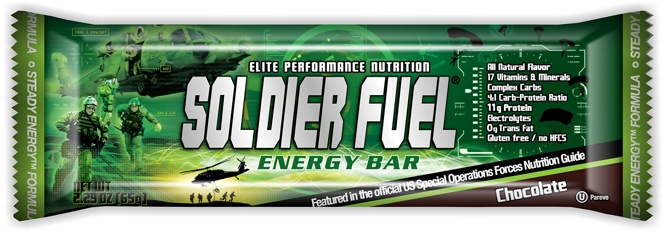 Soldier Fuel Energy Bars, Real Chocolate, 2.29 Ounce (Pack of 15