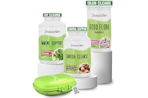 NaturalSlim Candida Cleanse Support Supplements Bundle - Candiseptic Kit Anti Overgrowth, Gut & Colon Cleansing 242 Capsules Total - 28 Days Cleansing Program Formulated by Frank Suarez (1 Pack)