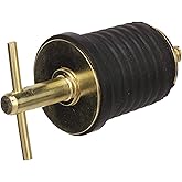 Attwood 11587-4 T-Handle Drain Plug, for 1-Inch-Diameter Drains, Locks in Place, Brass-Plated Handle