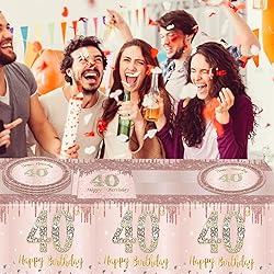 41Pcs 40th Birthday Decorations, Rose Gold Birthday