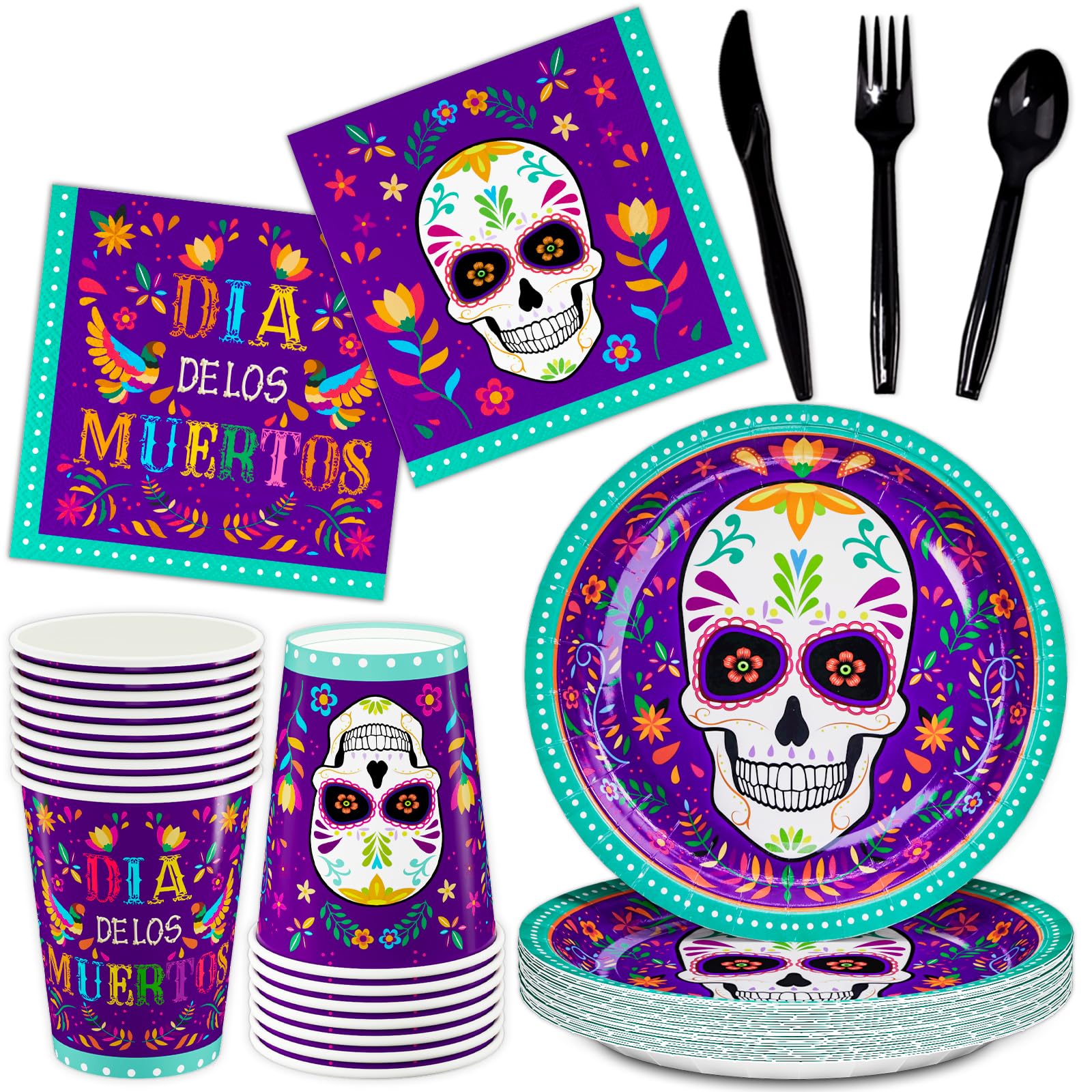 DYLIVeS Day of the Dead Party Supplies, Dia de Los Muertos Plates and ...
