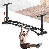 HWOOUSA 48" Ceiling Mount Pull Up Bar - Heavy Duty Multi-Grip Chin Up Bar for Garage/Home Gym and Strength Training, Adjustable Height&amp;Supports to 600 Lbs